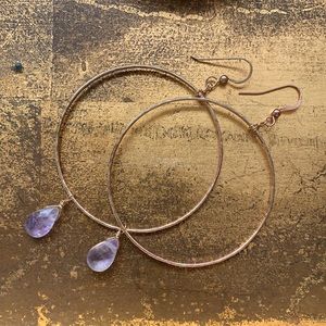 New Hoops w/ Crystal Amethyst